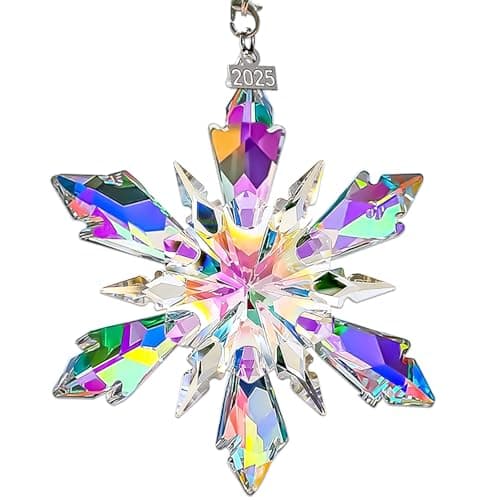 2025 Annual Edition Crystal Christmas Ornaments, Snowflake Star Ornaments for Christmas Tree, Beautiful Colorful Ornament Gifts for Family Friends - Image 1