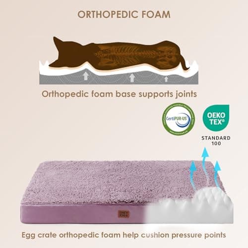 EHEYCIGA Orthopedic XL Dog Beds for Extra Large Dogs with Removable Washable Cover, Fog Purple, 44x32 - Thumbnail 3