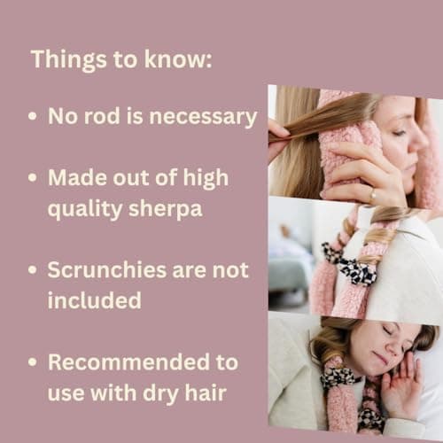 BlairCo Unicorn French Braid Heatless Hair Curler – Handmade Sherpa No Heat Curling Headband for Side Sleepers – Soft Overnight Curl Separator for Short to Long Hair – Washable – Beige - Thumbnail 6