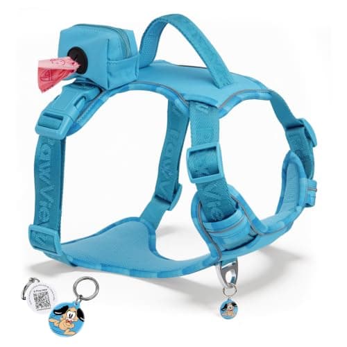 PawView Heavy Duty No Pull Dog Harness with Handle, Escape-Proof & Waterproof Vest, Adjustable Reflective Design with Front Clip & Poop Bag Holder, Includes QR ID Tag for Hiking & Running, Medium - Image 1