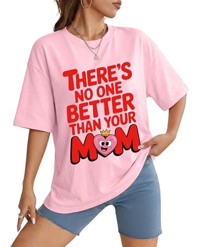 Aiyino Funny Mom Shirt Cute Graphic Tee for Women Loose Fit Cotton Casual T Shirt L - Image 1