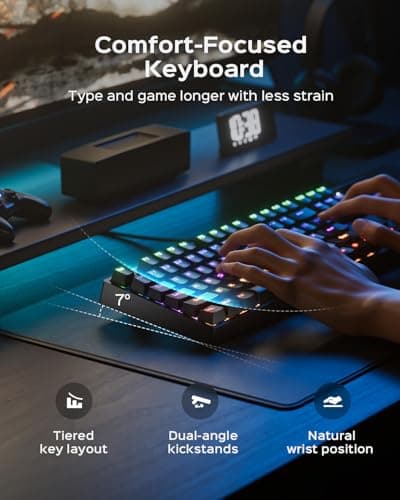 wegear Mechanical Gaming Keyboard with Blue Switch, 104-Key Full Size RGB Backlit Wired Keyboard（11 Modes, Anti-Ghosting, Double-Shot ABS Keycaps, Lighted Computer Key-Board for PC Windows-Black - Thumbnail 4