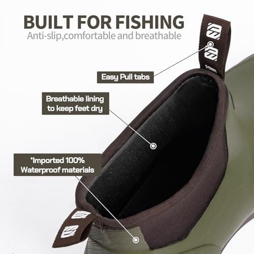 WOVENPAK Deck Boots for Men, Rain Boots Men, Waterproof Fishing Boots, Mens Deck Boot, Anti-slip Rubber Work Ankle Rain Boot Shoes for Outdoor Fishing, Boating, Size 9 - Thumbnail 4