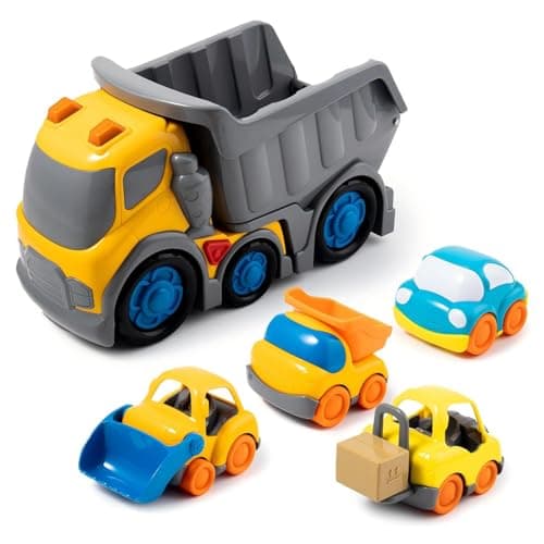 P&C 12.2" Toddler Construction Dump Truck Toys for Ages 2-4, Beach Sand Outdoor Toy Cars Dump Truck Set with Sounds and Lights for Kids 18M+, 2, 3, 4, 5, Ideal Birthday Christmas Gifts for Boys Girls - Image 1