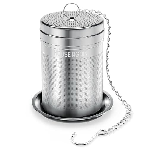 House Again Tea Infusers, Extra Fine Mesh Tea Strainers for Loose Tea, Updated Slim Threaded Lid & 304 Stainless Steel, Loose Leaf Tea Steeper for Brew Tea Spices & Seasonings