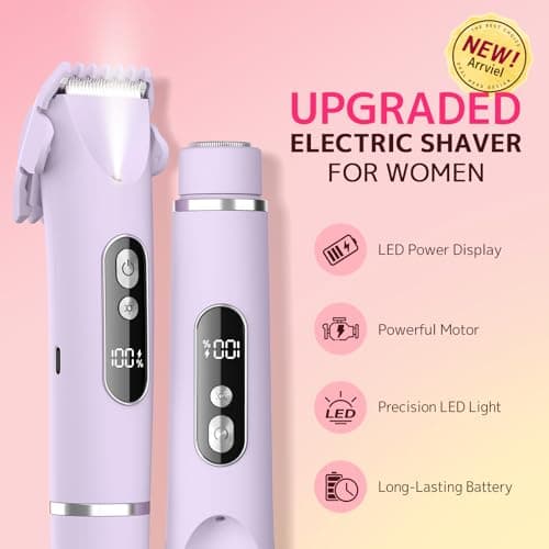 CoolHair Bikini Trimmer for Women,Smooth Electric Razor for Sensitive Skin, IPX7 Waterproof Wet & Dry Cordless Body Shaver & Grooming Set for Bikini Area, Pubic Hair, Face, Underarms & Legs(Purple) - Thumbnail 5
