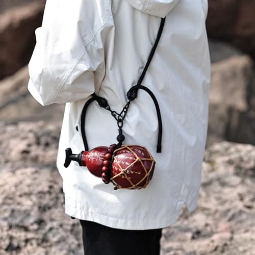 18 oz Insulated Gourd Bottle, Unique Gourd-Shaped Vacuum Insulated Bottle, 316L Stainless Steel Water Bottle with Crackle Finish for Travel, Hiking, Camping & Outdoor (Cracked Red) - Thumbnail 6