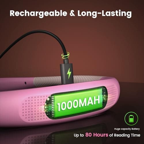 Glocusent Book Light, 3-Color & 6-Brightness Reading Light, Bendable Neck Light, 80-hr Lasting Rechargeable Book Light, Perfect Reading Lights for Books in Bed, Knitting, Book Lovers Gifts - 1Pack - Thumbnail 4