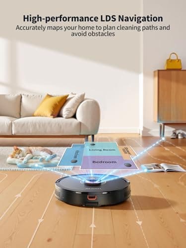 Robot Vacuum and Mop, 5000Pa Suction Self-Emptying Robot Vacuum Cleaner, Laser Navigator with Smart Mapping Robotic Vacuums, Schedule,150Mins Runtime, App Alexa Control for Carpet/Pet Hair,Q10 pro - Thumbnail 2