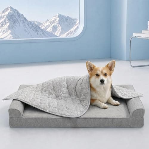 Cozy Bliss Deluxe Leakproof Cooling Blanket for Small Dogs Q-Max 0.5, Soft & Durable Washable Pet Cooling Mat for Hot Weather, Livingroom, Pet Throw & Couch Protector for Cats, Silver Grey, 25"x35" - Thumbnail 3
