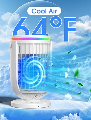 AI Portable Air Conditioners Fan with 120° Rotating Function,JYew Evaporative Mini Room Air Conditioners,Portable AC Unit Air Cooler with 4 in 1 Humidifier Fan Conditioner, AC Portable for Room Office - Thumbnail 2