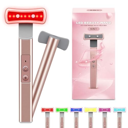 Red Light Therapy for Face, 6 in 1 LED Light Therapy Eye Equipment for Skin,Face Wand with Facial Massager, Skincare Facial Wand,Vibration, Thermal, Microcurrent，Portable Beauty Tools