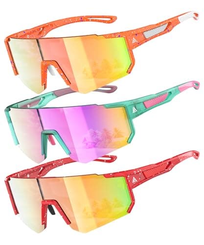 QALLY Kids Sunglasses Youth Baseball Softball Sunglasses for Girls Boys Age 4-14 UV Protection Sports Kids 3 Pack - Image 1