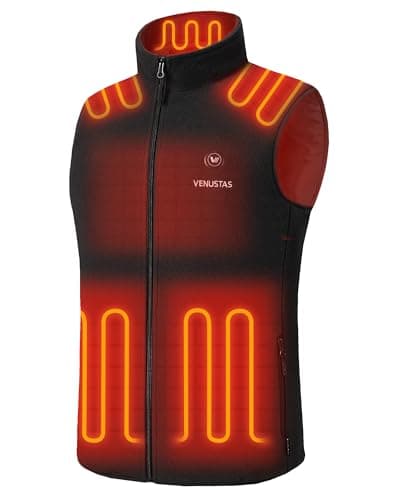 Venustas Men's Heated Vest, 20 Hours Warmth, Lightweight Insulated Electric Fleece Vest with Battery (20H, Black, 2X-Large) - Image 1