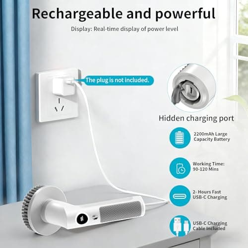 Electric Spin Scrubber, Cordless 20W High-Torque Cleaning Brush Bathroom Scrubber, IPX7 Waterproof Electric Scrubber with 6 Brush Heads, Extendable Long Handle Power Scrubber for Bathtub Floor - Thumbnail 6
