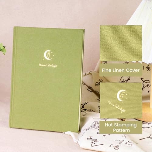 CAGIE Lined Journal Notebook for Women Men, A5 Hardcover Linen Journals for Writing 256 Pages, Aesthetic Womens Diary, Gifts 8.3'' x 5.7'' Light Olive - Thumbnail 2