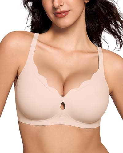 ProKloud Bras for Women No Underwire Wireless Full Coverage Jelly Bras Wave-Cream Skin XX-Large