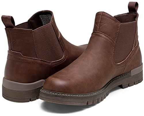 Jousen Chelsea Boots Casual Slip On Ankle Waterproof Mens Boots(AMY8119A brown 15) - Thumbnail 6