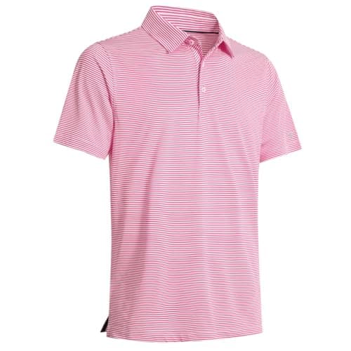 Mens Golf Shirts Moisture Wicking Dry Fit Short Sleeve Performance Sport Stripe Golf Polo Shirts for Men - Image 1