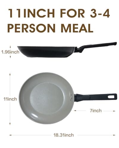 UFIRE 11 Inch Nonstick Frying Pan Skillet, Ceramic Frying Pan, Non Toxic Healthy Ceramic Coating, Suitable for All Stovetops, PTFE PFOA PFOS Free, Black - Thumbnail 2