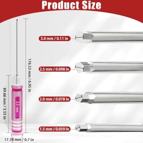 RC Hex Driver Set 1.5mm 2.0mm 2.5mm 3.0mm, Precision RC Screwdriver Tool Kit for SCX24 TRX4M TRX4 SCX10 Axial Traxxas ARRMA RC Crawler Cars - Thumbnail 2