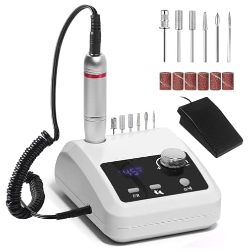 CozyZen Electric Nail Drill Professional: 45000 RPM Nail File Kit Machine with LCD Display, Hand & Foot Control Low Noise for Acrylic, Gel Nails, Manicure & Pedicure - Salon & Home Use