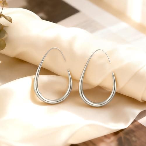 YBNGSMK Silver Earrings for Women - Hypoallergenic Earrings for Women - Lightweight Hoop Jewelry 1 Pair - Thumbnail 3