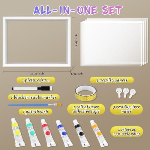 Hzorille Horizontal White Family Handprint Kit 3D Frame New Parents Gift - Thumbnail 5