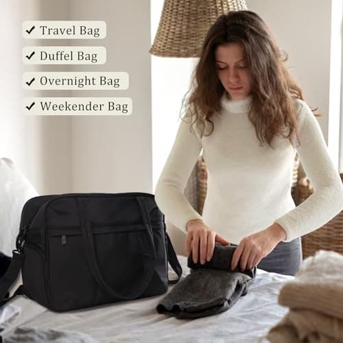 U+U Gym Bag for Women, Duffle Bag with Shoe Compartment Travel Carry on Weekender Bag, Personal Item Travel Bag for Overnight, Water Resistant - Thumbnail 6