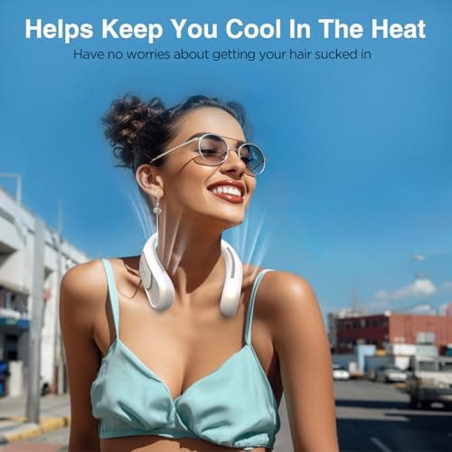 Hotsales Neck Fan, Hands Free Bladeless Neck Fans Portable Rechargeable, 6000 mAh Battery Operated Wearable Personal Fan, Cooling Neck Fan, 3 Speeds, USB Fan Gifts for Men, Women, Travel, Outdoor - Thumbnail 2