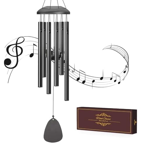 AIONASA Wind Chimes Outdoor - 6 Tubes 26" Memorial Garden Chime, Retirement & Sympathy Gift for Patio Yard Decoration, Retired Gift for Mom Women Grandma Neighbors Black - Image 1