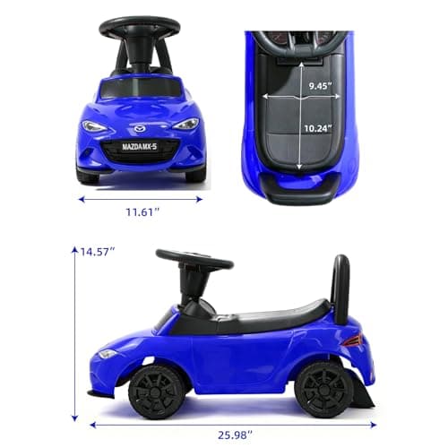 HEIMILI Mazda Licensed Kids Push Car, Toddler Ride On Toy with Anti-Slip Wheels & Safety Bumper Guards, Foot to Floor Toy for Indoor & Outdoor (Blue) - Thumbnail 4