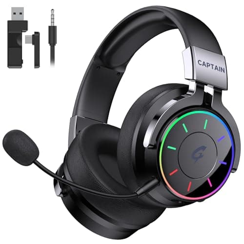 syndesmos 2.4GHz Wireless Gaming Headset for PS5, PC, PS4 - RGB Light Gaming Headset, 60 HR Battery, 7.1 Surround Sound, Bluetooth 5.4 Gaming Headphones with Mic Black - Image 1