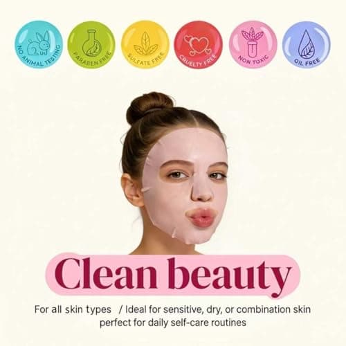 Meleell 7-Color Collagen Face Masks Skincare Set,Gentle for Sensitive Skin, Deep Hydrating Spa Facial Mask for Dry Skin, Bridesmaid & Birthday Gifts for Women, Teens, Kids-— Self-Care & Party Favors - Thumbnail 4