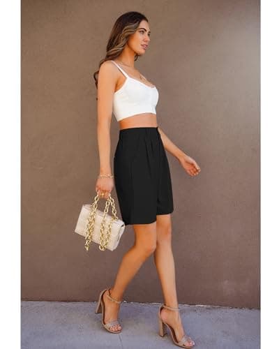 luvamia Womens Shorts with Pockets Dressy Shorts for Women Womens Black Shorts Summer Shorts for Womens Dressy Shorts Shorts Women High Waist Size Large Size 12 14 - Thumbnail 6