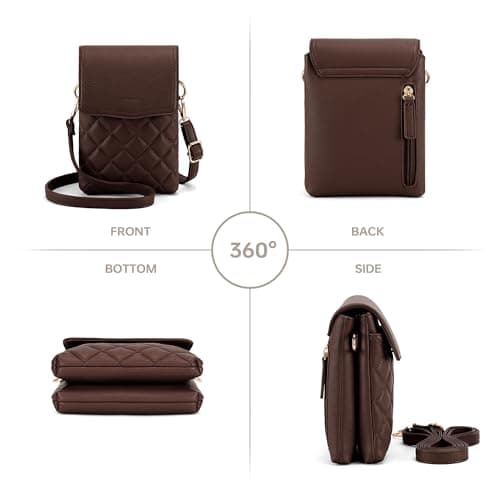 Goinsound Crossbody Phone Purse Quilted Cell Phone Crossbody Bag with RFID Blocking Card Slots Dark Brown - Thumbnail 6
