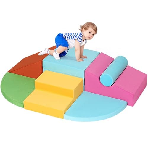 7PCS Climbing Toys for Toddlers 1-3 Inside, Foam Baby Climbing Blocks Soft Play Set for Toddlers 1-3, Corner Toddler Climbing Toys Indoor Baby Climbing Gym for Toddler Climbing Crawling and Sliding - Image 1