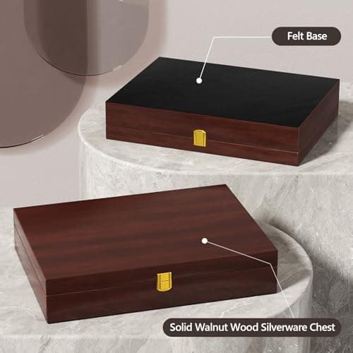 Solid Walnut Silverware Storage Box,Silverware Chest Case for Flatware - Thumbnail 2