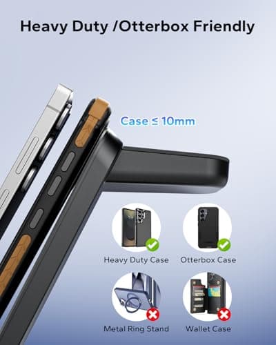 Eddibox 3 in 1 Charging Station for Samsung for Thick Cases of 10MM/Otterbox/Heavy Duty, Wireless Charger for Samsung Galaxy S26 Ultra/S25/S24, Phone Charger Stand for Galaxy Watch and Buds(Black) - Thumbnail 2