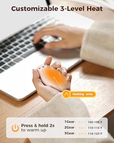 SWEETFULL Hand Warmers Rechargeable – Cute Bear, 2 Pack Magnetic, Reusable Electric Pocket Heater, Great Gift for Daughter, Kids, Wife, or Bestie, Portable for Outdoor & Camping (Pink) - Thumbnail 3