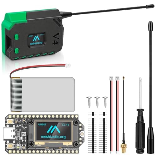 YELUFT 1 Pack ESP32 LoRa V4 Development Board with 3000mAh Battery & Case Set, Integrated WiFi Bluetooth 915MHz LoRa, 0.96-inch OLED Display, Type-C Interface for Meshtastic