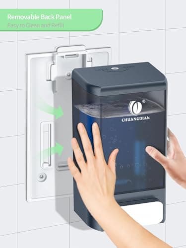 Manual Soap Dispenser Bathroom Kitchen Wall Mounted Soap Dispenser for Bathroom Shower Shampoo Gel Liquid Plastic Container 34oz/1000 ml, Dark Grey, CHUANGDIAN - Thumbnail 5