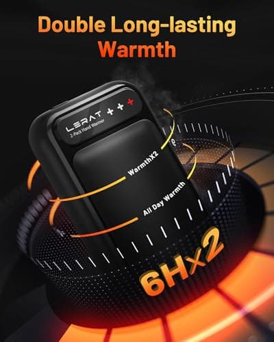 Lerat Hand Warmers Rechargeable 2 Pack, Electric Hand Warmer, Fast Heating Portable Pocket Heaters, 2 in 1 Quick Charge Hand Warmer for Outdoor Indoor, Warmer Gifts for Women, Men, Camping-Light Black - Thumbnail 4