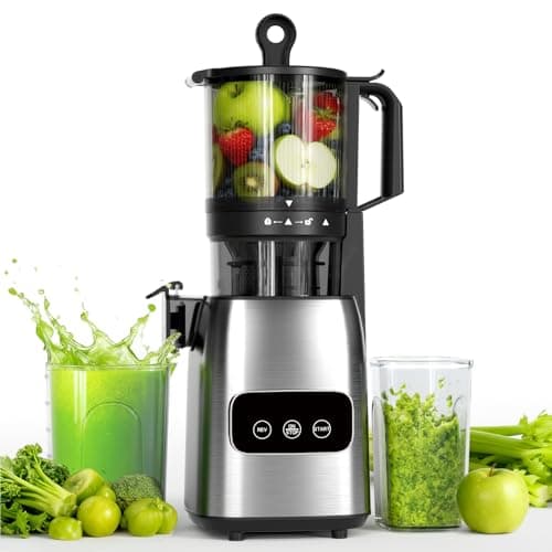 Kndko Cold Press Juicer, Juicer Machines with 5.4" Large Feed Chute for Whole Vegetables & Fruits, Professional Slow Masticating juicer with Large Auger, Self Feeding, High Juice Yield, Easy to Clean
