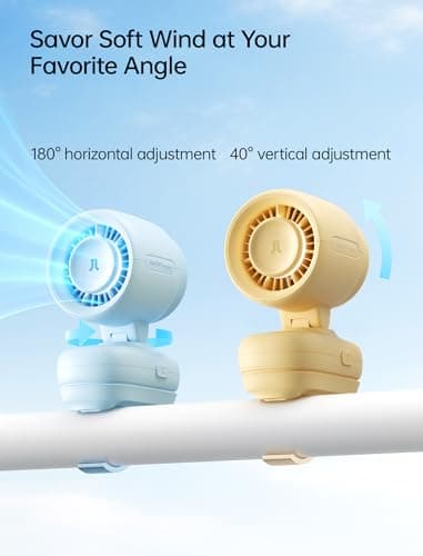 JISULIFE 2026 Clip Fan – Small & Stylish with 38H Cooling, Soft Night Light, One‑Click Detachable for Stroller or Desk, Safe Stroller Fan for Crib Car Seat Nursery Travel, Gifts for Baby Mom (Blue) - Thumbnail 2