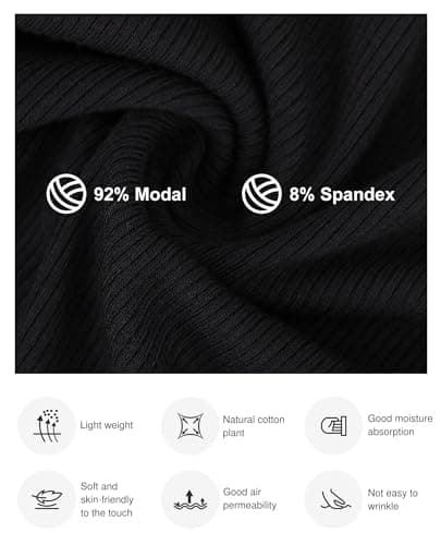 Popilush Maxi Dresses for Women Built-in Bra Shapewear Bodycon Modal Long Dress Tummy Control Fit Casual Formal Dresses Black XX-Large - Thumbnail 5