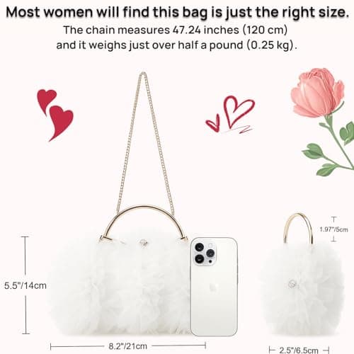 2026 Elegant Lace Floral Clutch for Women Formal Evening Bag Cute Purse Flower Wedding Handbag(White) - Thumbnail 4