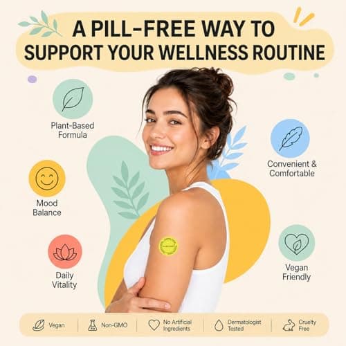 WCOVOMST Dopamine Patches Extra Strength, Vegan Mood & Motivation Support, Plant-Based Formula for Daily Mental Wellness, Supports Balance for Men & Women, 30 Count - Thumbnail 2