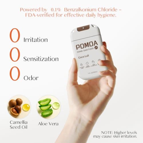 POMOA Alcohol Free Hand Sanitizer Spray, Non Irritating, Hydrating and Non Greasy, Gentle Fine Mist, Travel-Friendly Pocket Size 1 Fl Oz (Pack of 3), Fresh Care - Thumbnail 5