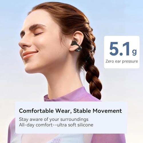 NANK Clip Super Open Ear Earbuds, Bluetooth 5.4 Clip on Earbuds, Lightweight Comfort Open Ear Headphones, IPX5 Waterproof, 32H Playtime, Clear Calls, Secure Fit for Sports Workout Daily Use - Thumbnail 3